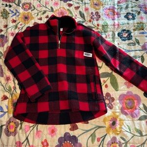 Old Navy Buffalo Check 3/4 Zip Sherpa Sweatshirt ~ M NEW